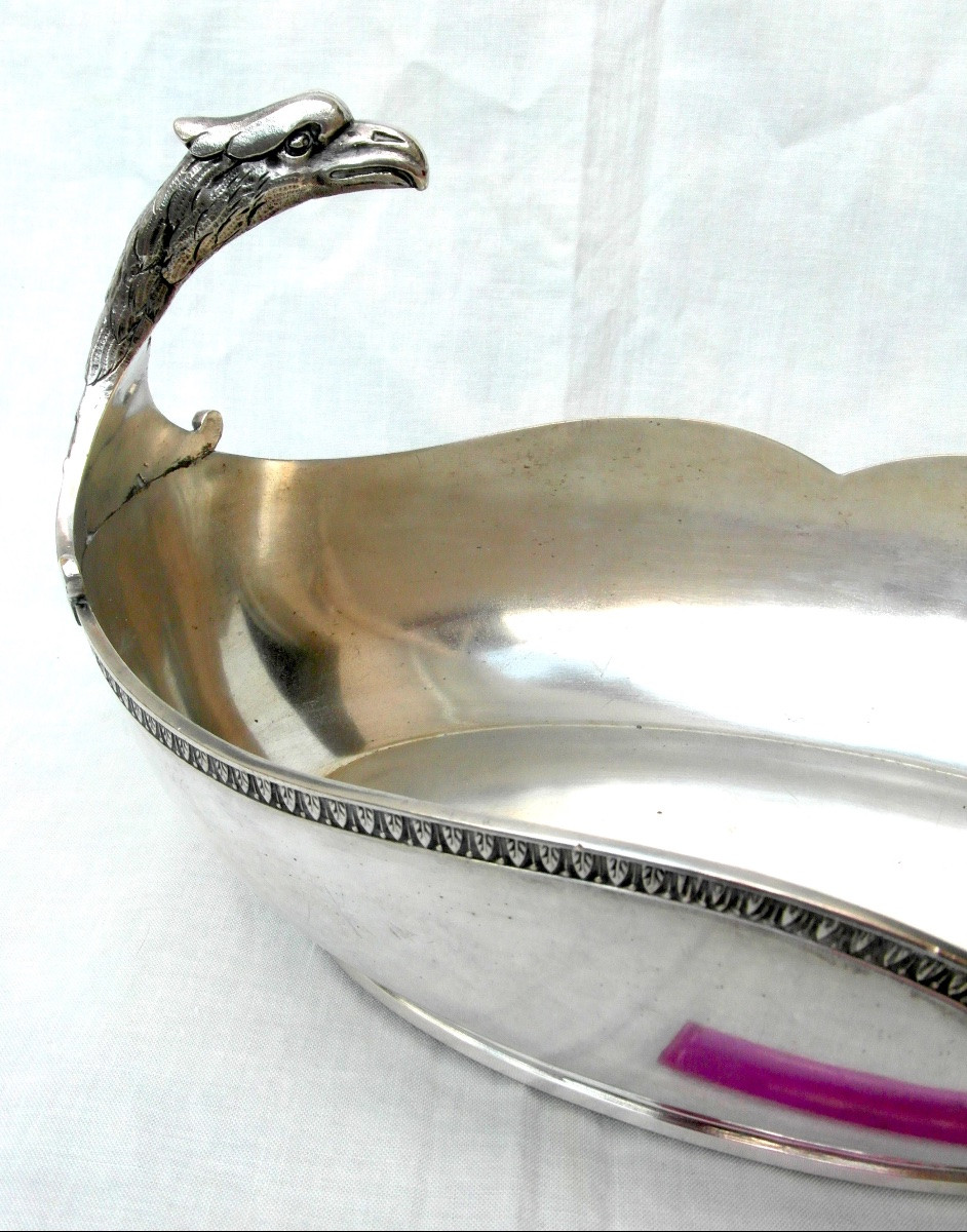 Coupe ou centre de table  aux aigles en metal argenté , napoleon III, 1860-1880, era christofle-photo-5