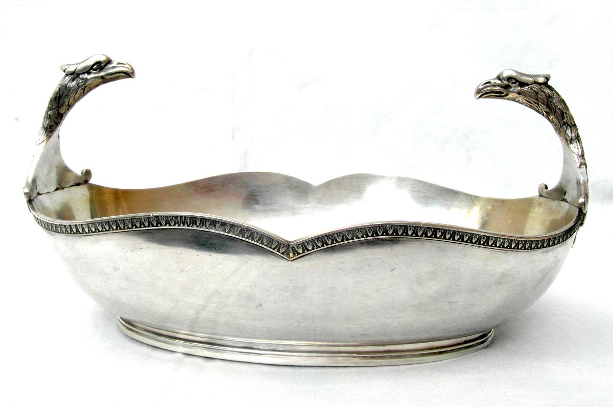 Coupe ou centre de table  aux aigles en metal argenté , napoleon III, 1860-1880, era christofle-photo-6