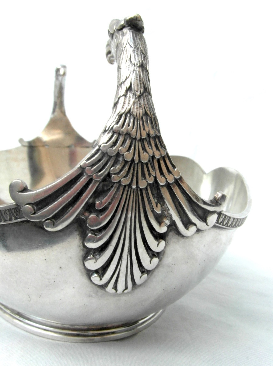 Coupe ou centre de table  aux aigles en metal argenté , napoleon III, 1860-1880, era christofle-photo-7