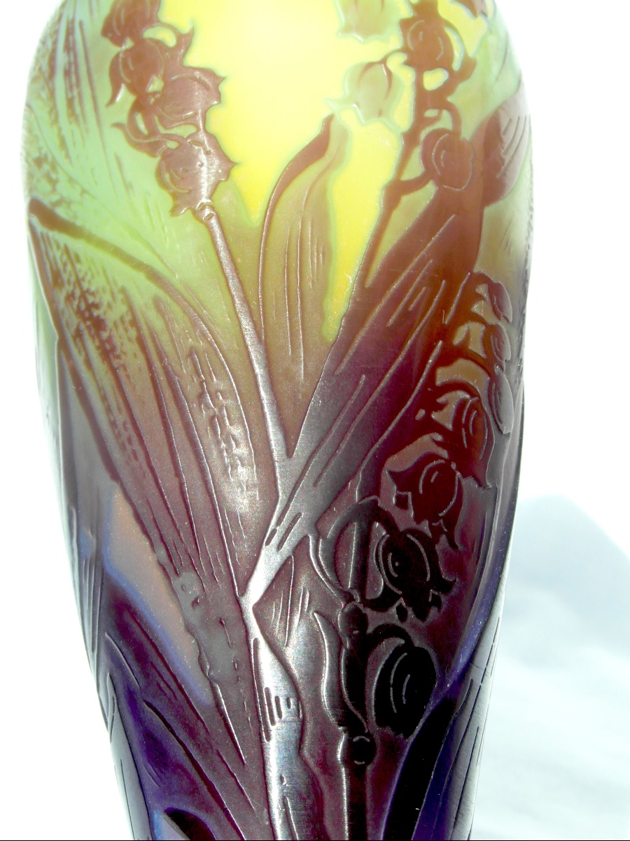 1900 Lily Of The Valley Vase By Gallé, Perfect, Daum Art-nouveau Era-photo-1