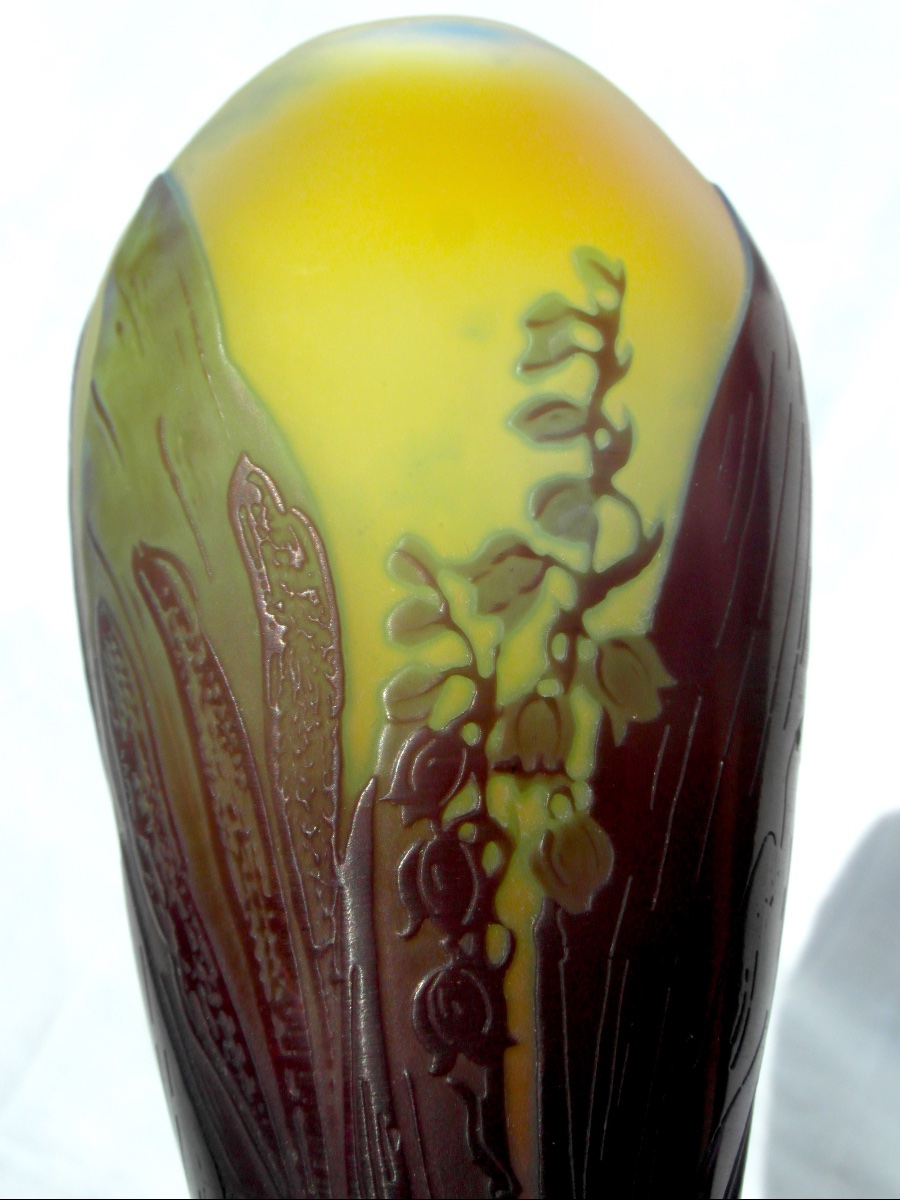 1900 Lily Of The Valley Vase By Gallé, Perfect, Daum Art-nouveau Era-photo-5