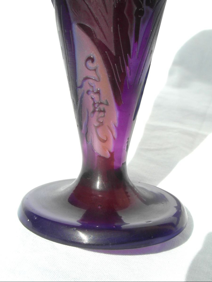 1900 Lily Of The Valley Vase By Gallé, Perfect, Daum Art-nouveau Era-photo-6