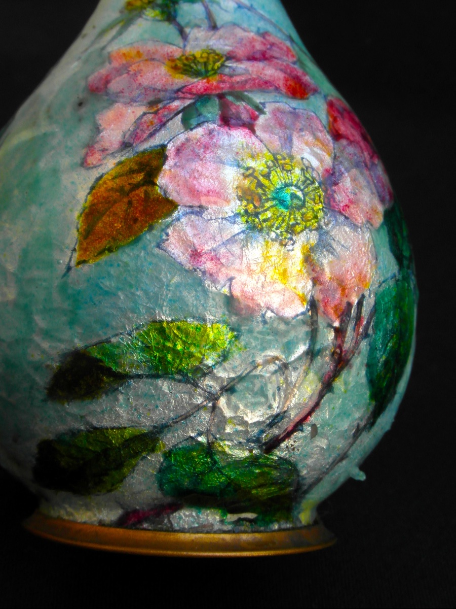 Soliflore Vase In Enamel On Limoges Copper -photo-4