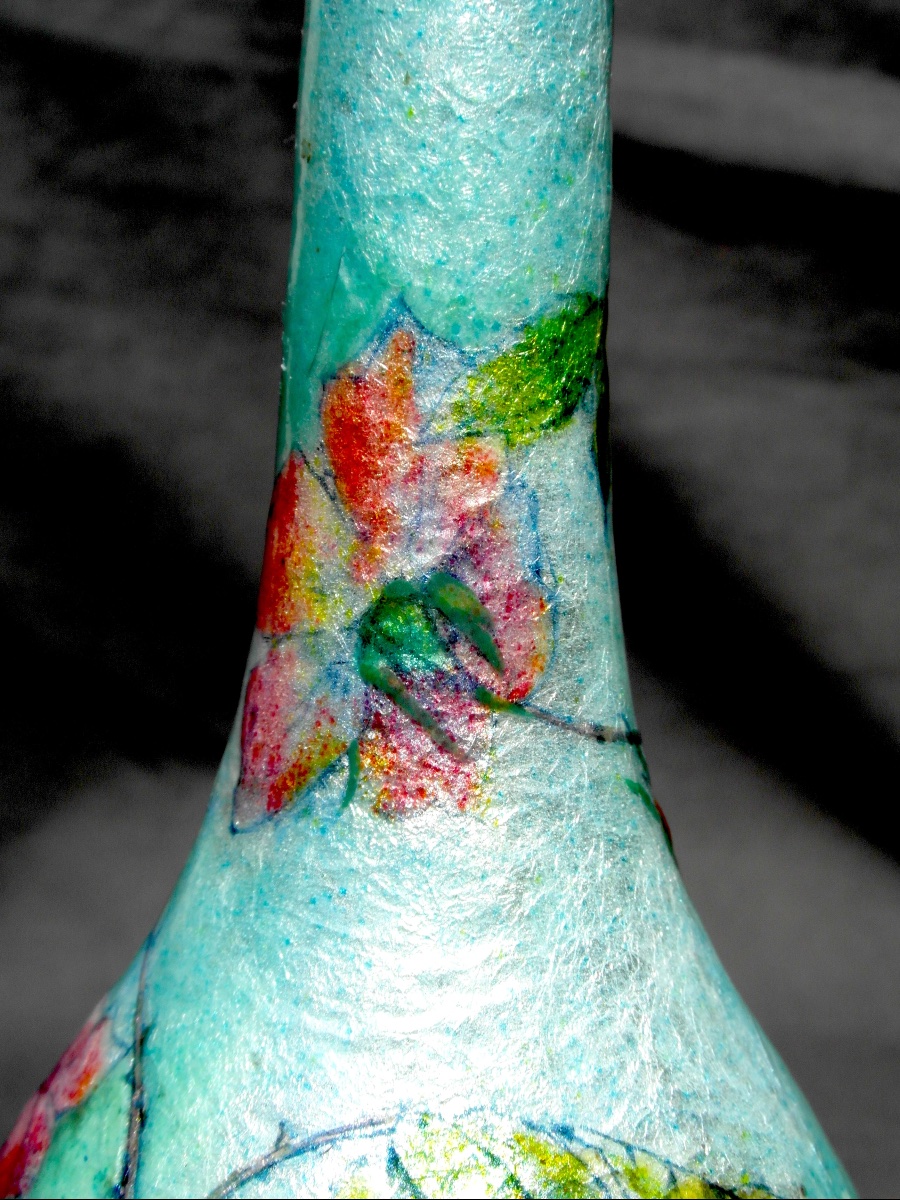 Soliflore Vase In Enamel On Limoges Copper -photo-8