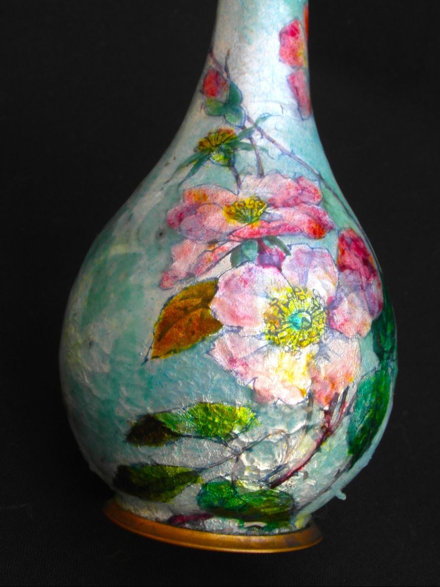 Soliflore Vase In Enamel On Limoges Copper 