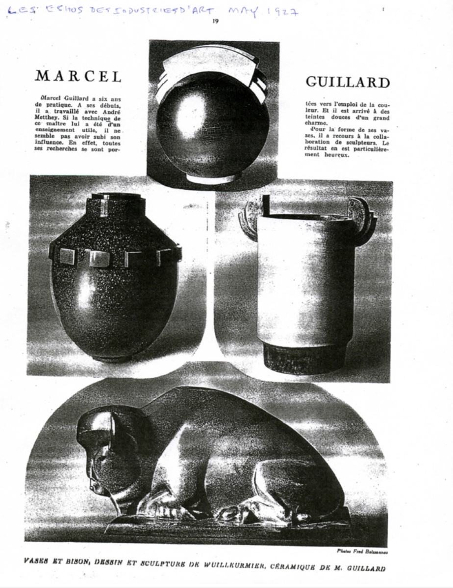 Vase Boule Art-déco à Paillons d'Or By Marcel Guillard, Editions Etling, 1927, Era Daum Pompon-photo-7