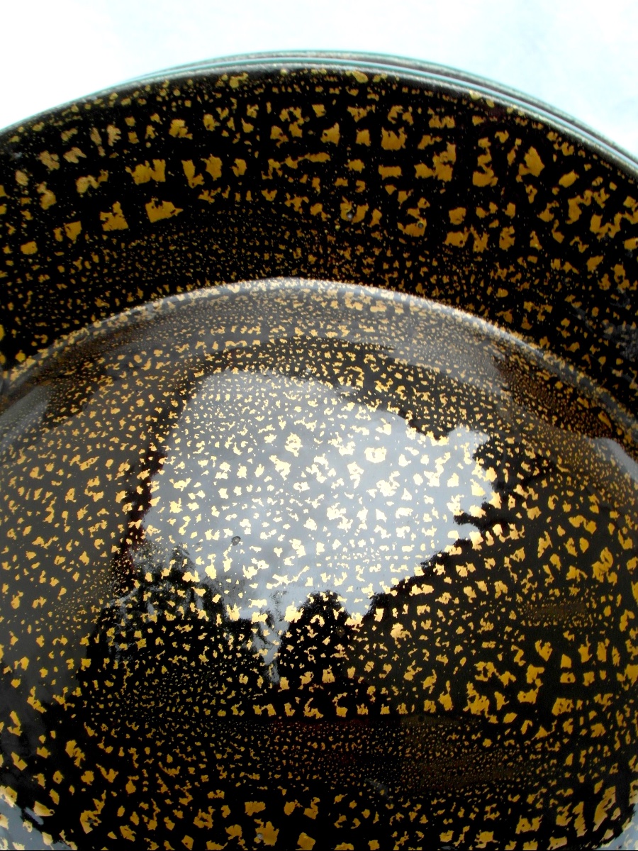Vase Boule Art-déco à Paillons d'Or By Marcel Guillard, Editions Etling, 1927, Era Daum Pompon-photo-2