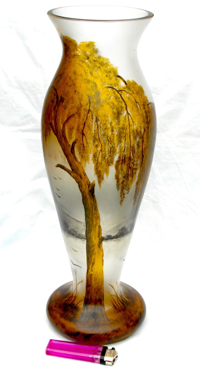 Vase art-nouveau au saule doré par Michel à Nancy, era daum galle legras-photo-3