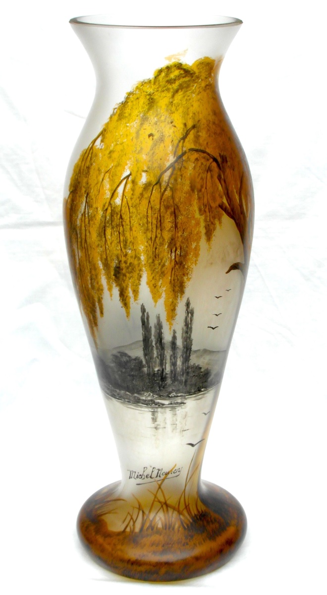 Vase art-nouveau au saule doré par Michel à Nancy, era daum galle legras-photo-2