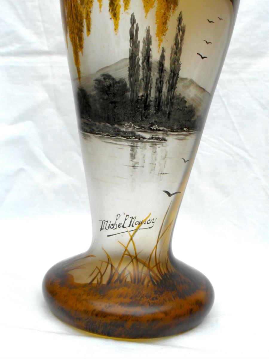 Vase art-nouveau au saule doré par Michel à Nancy, era daum galle legras-photo-1
