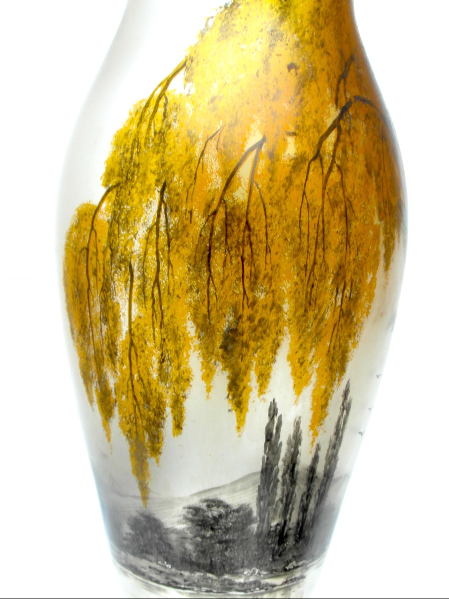 Vase art-nouveau au saule doré par Michel à Nancy, era daum galle legras-photo-2