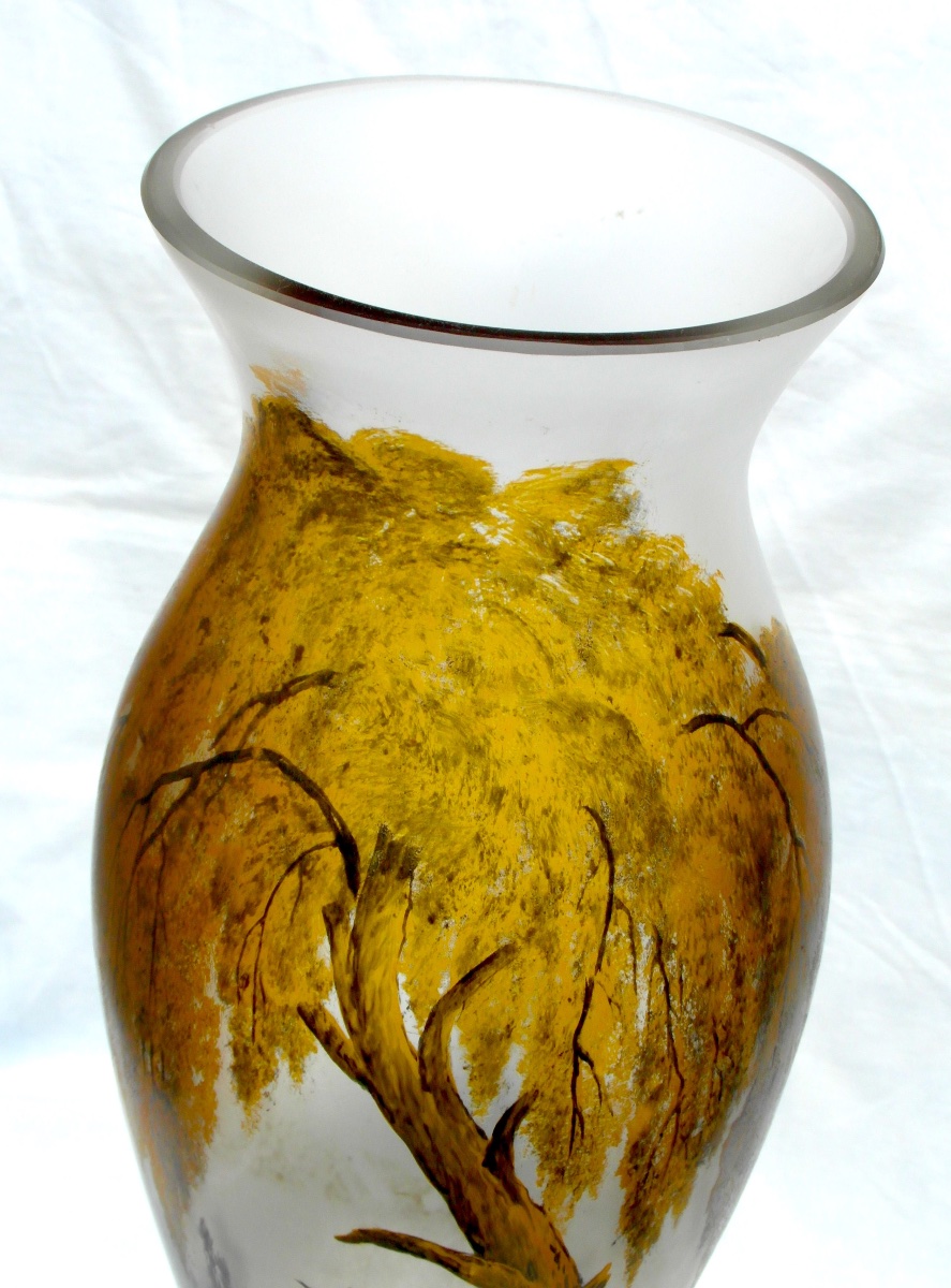 Vase art-nouveau au saule doré par Michel à Nancy, era daum galle legras-photo-3