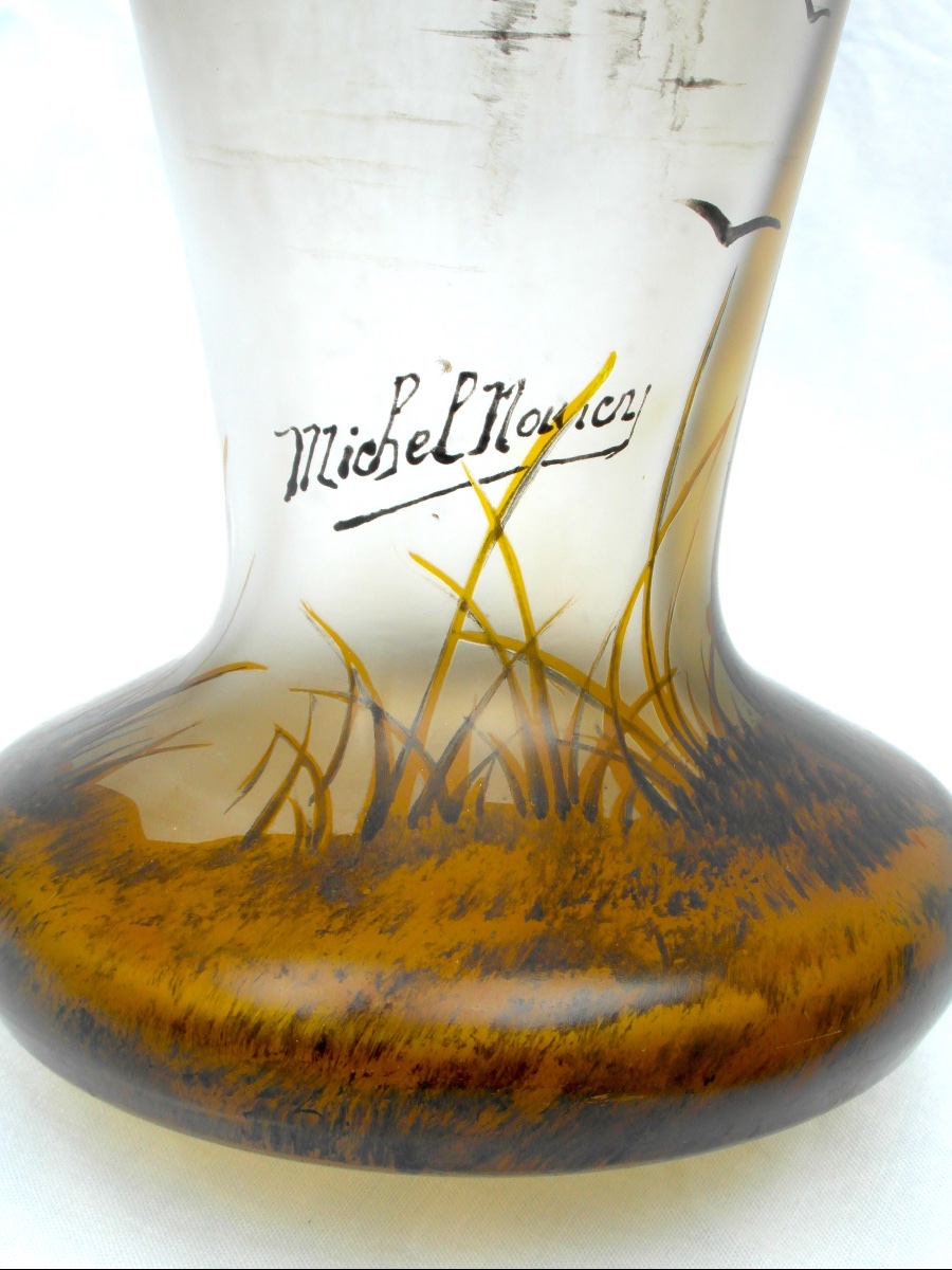 Vase art-nouveau au saule doré par Michel à Nancy, era daum galle legras-photo-4