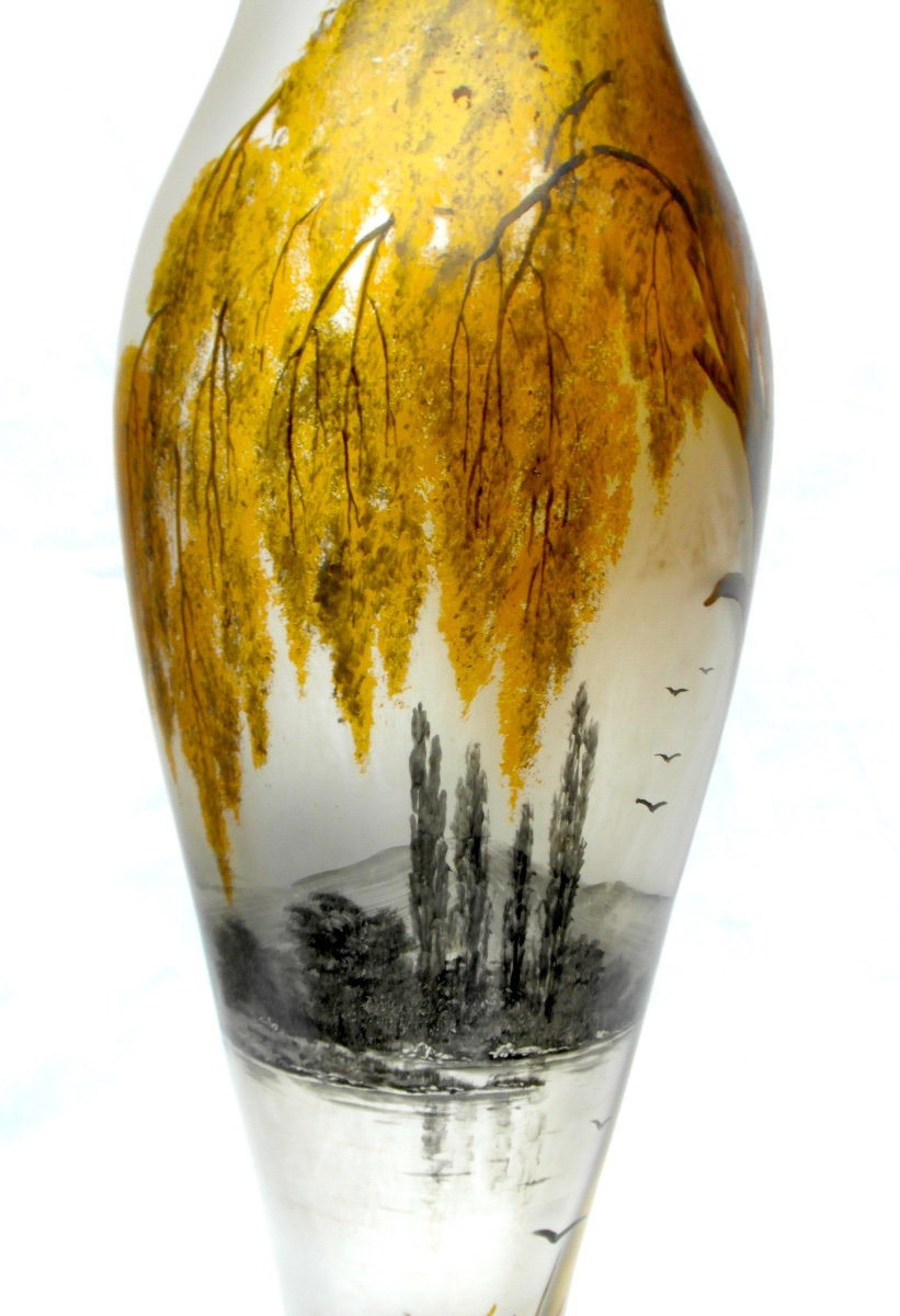 Vase art-nouveau au saule doré par Michel à Nancy, era daum galle legras-photo-5