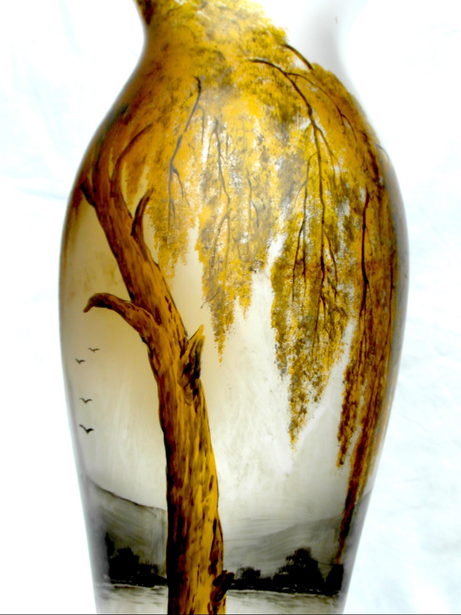 Vase art-nouveau au saule doré par Michel à Nancy, era daum galle legras-photo-6