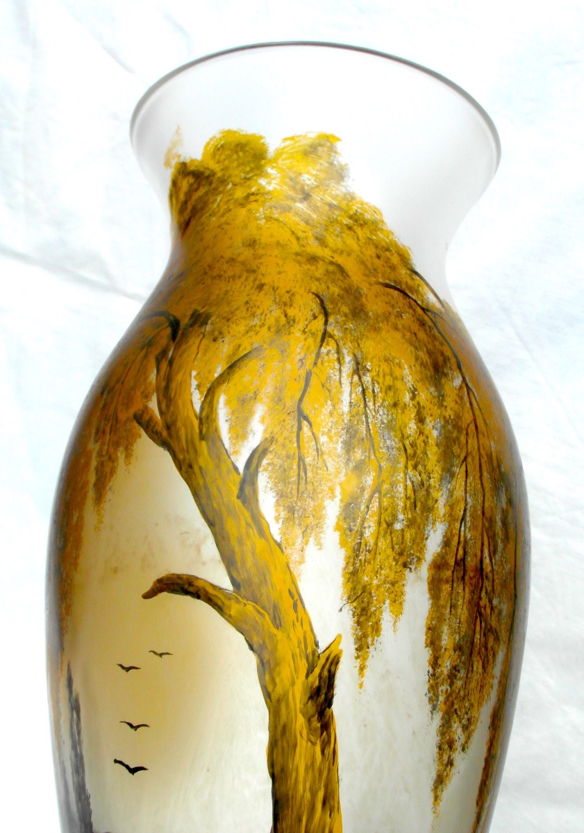 Vase art-nouveau au saule doré par Michel à Nancy, era daum galle legras-photo-7