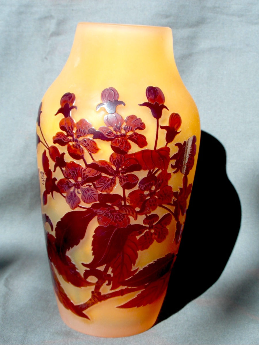 Vase 1900 Galle With Flowers And Plum Tree Buds, Perfect, Era Daum Art-nouveau-photo-2