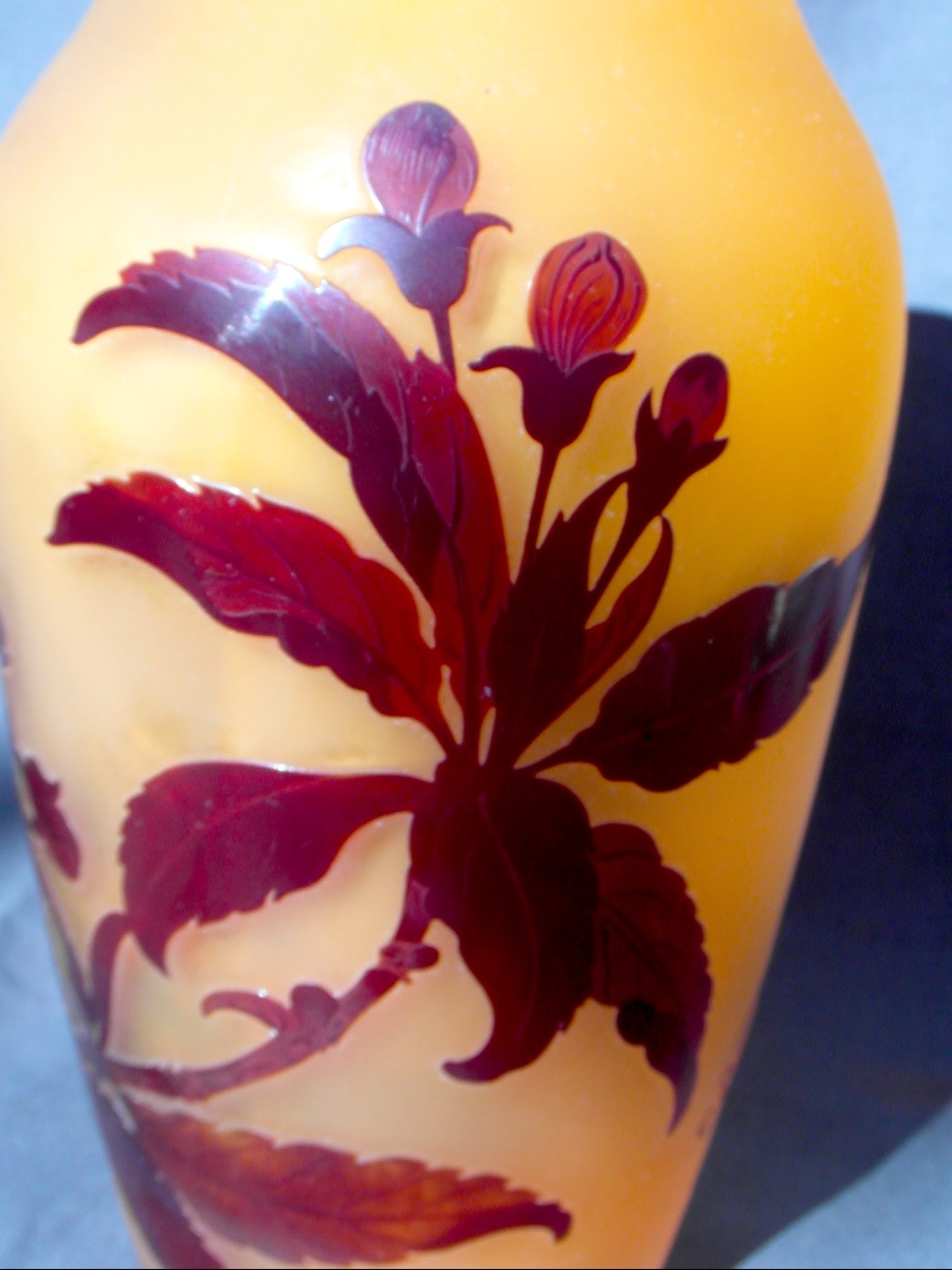 Vase 1900 Galle With Flowers And Plum Tree Buds, Perfect, Era Daum Art-nouveau-photo-4