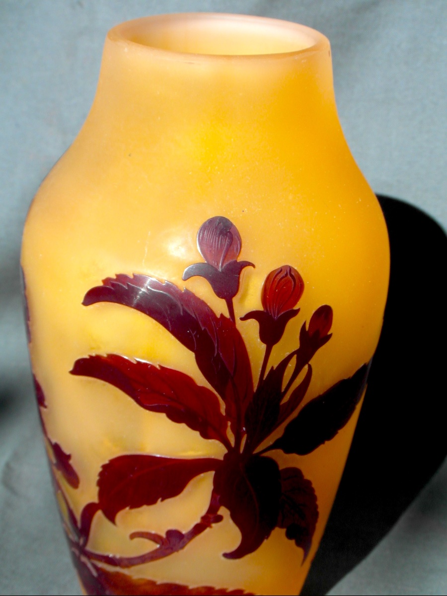 Vase 1900 Galle With Flowers And Plum Tree Buds, Perfect, Era Daum Art-nouveau-photo-2