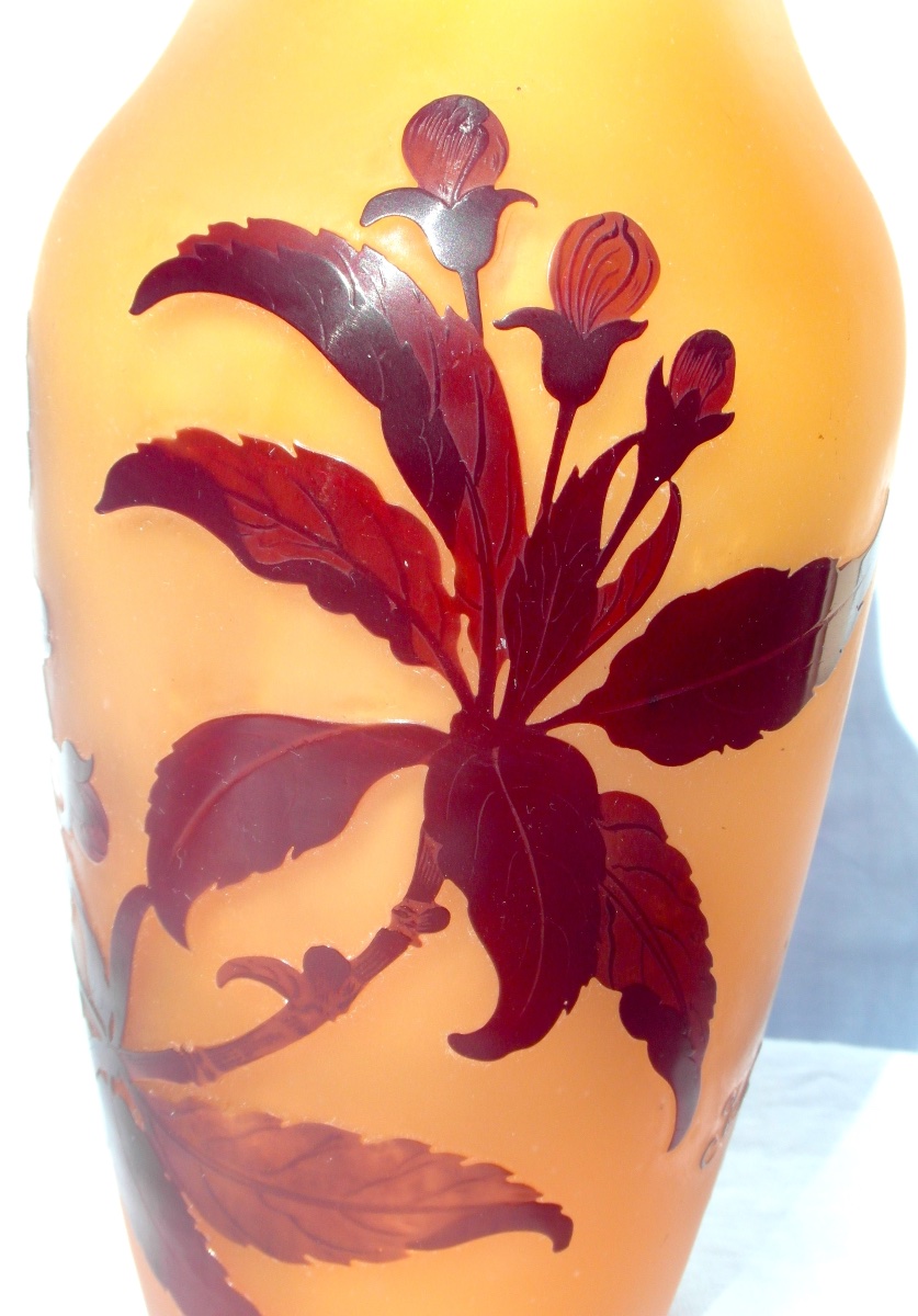 Vase 1900 Galle With Flowers And Plum Tree Buds, Perfect, Era Daum Art-nouveau-photo-4
