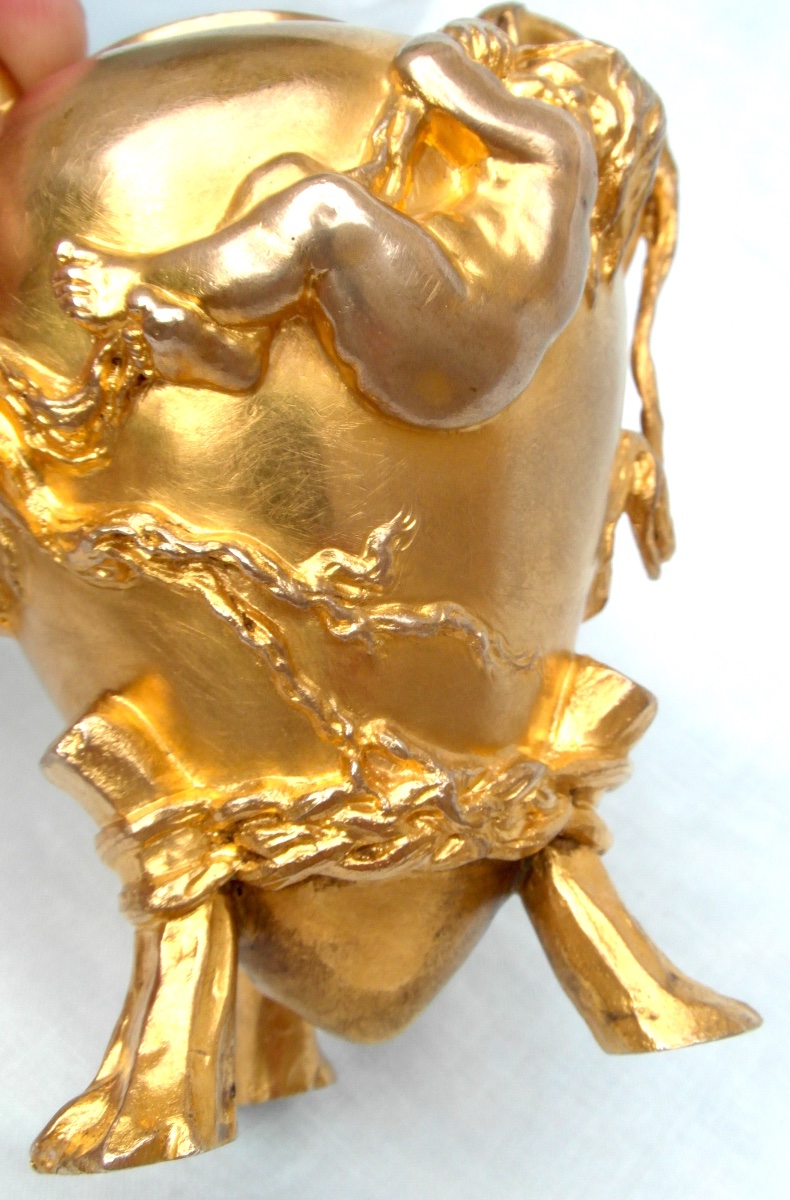 Art-nouveau Vase With Cherub Clinging To A Liane By E. Barrias , Barbedienne Foundryman-photo-2