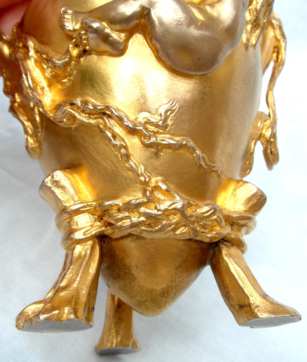 Art-nouveau Vase With Cherub Clinging To A Liane By E. Barrias , Barbedienne Foundryman-photo-4