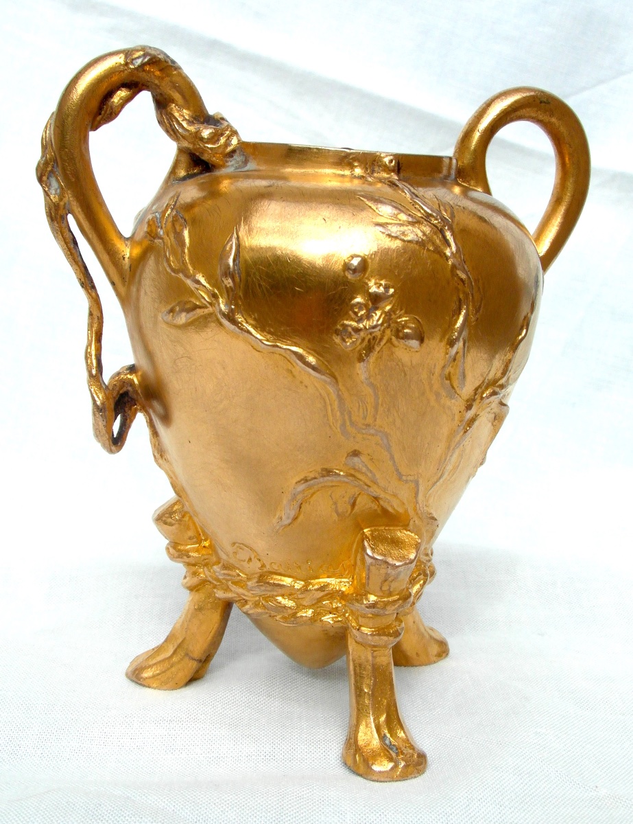 Art-nouveau Vase With Cherub Clinging To A Liane By E. Barrias , Barbedienne Foundryman-photo-1