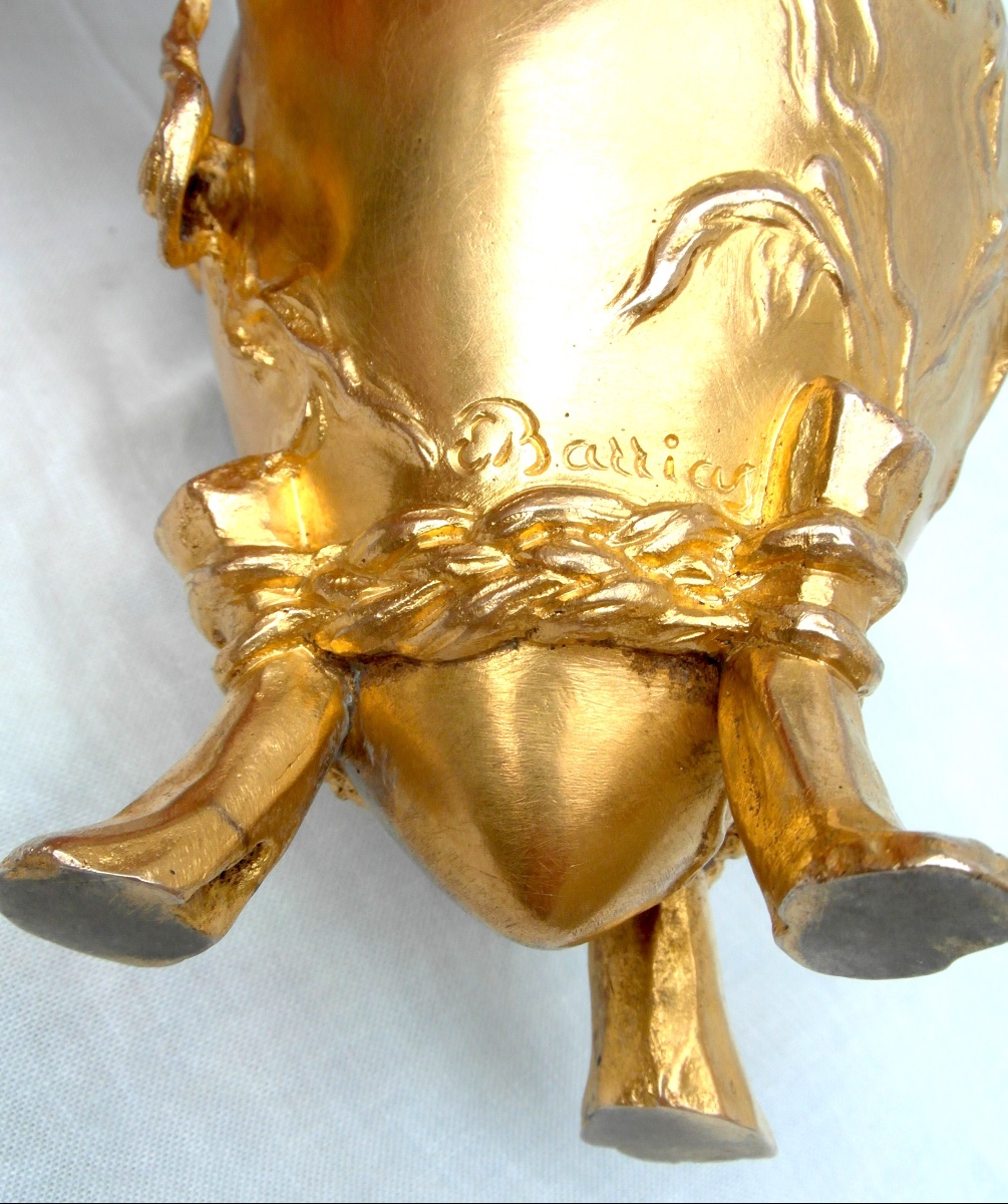 Art-nouveau Vase With Cherub Clinging To A Liane By E. Barrias , Barbedienne Foundryman-photo-4