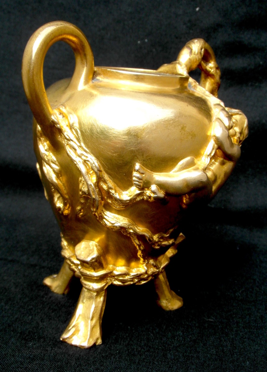 Art-nouveau Vase With Cherub Clinging To A Liane By E. Barrias , Barbedienne Foundryman-photo-6