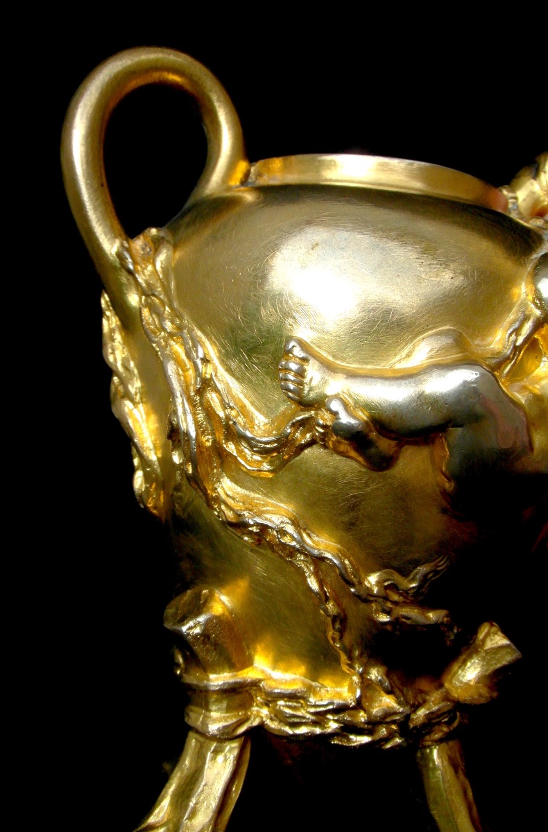 Art-nouveau Vase With Cherub Clinging To A Liane By E. Barrias , Barbedienne Foundryman-photo-7