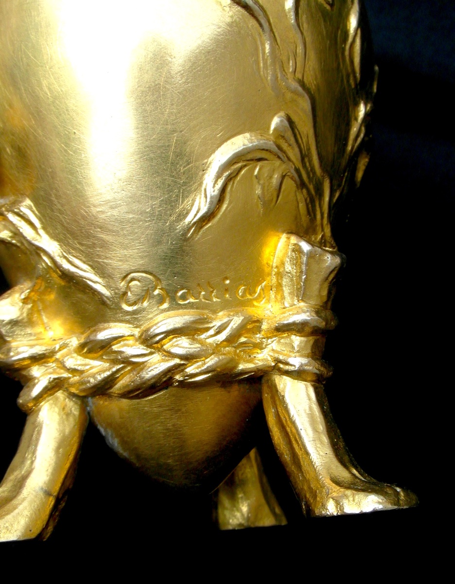 Art-nouveau Vase With Cherub Clinging To A Liane By E. Barrias , Barbedienne Foundryman-photo-8