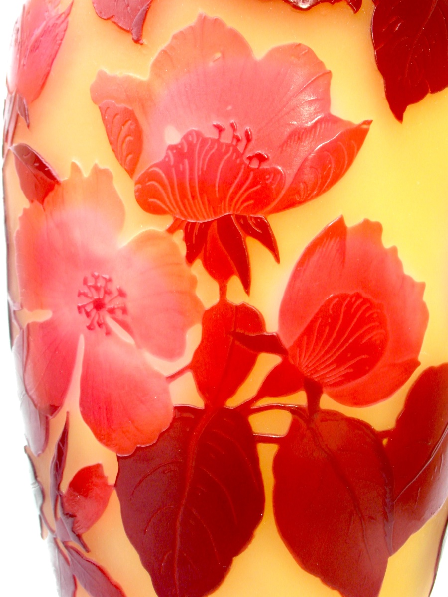 1900 Vase With Rose-hip Engraving By Galle, Perfect, Daum Art-nouveau Era-photo-2