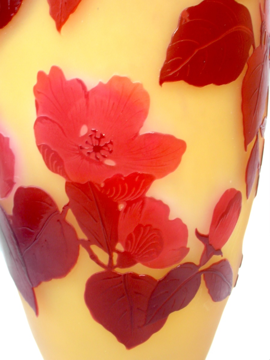 1900 Vase With Rose-hip Engraving By Galle, Perfect, Daum Art-nouveau Era-photo-6