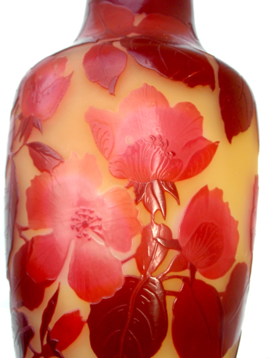 1900 Vase With Rose-hip Engraving By Galle, Perfect, Daum Art-nouveau Era