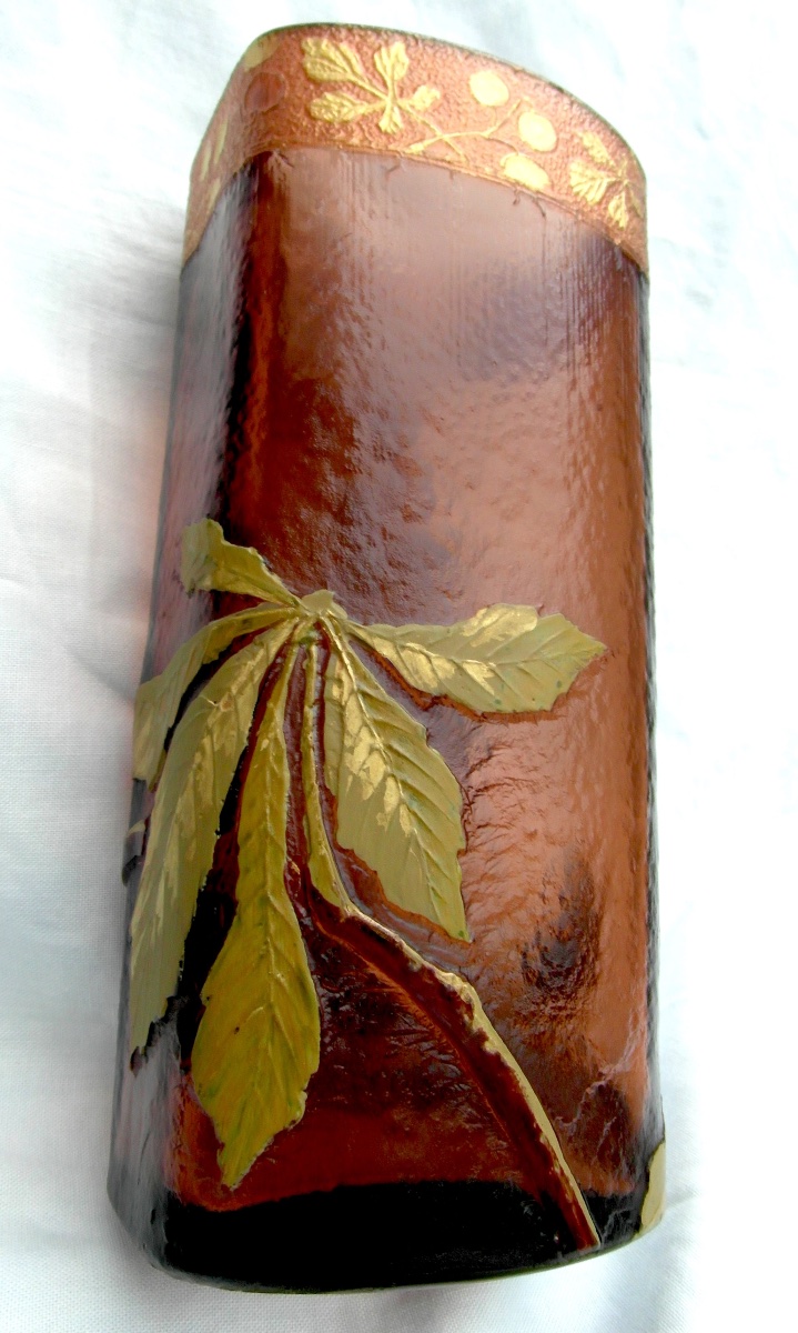 Vase 1900 à décor de marronniers gravés à l'acide, era legras daum galle-photo-4