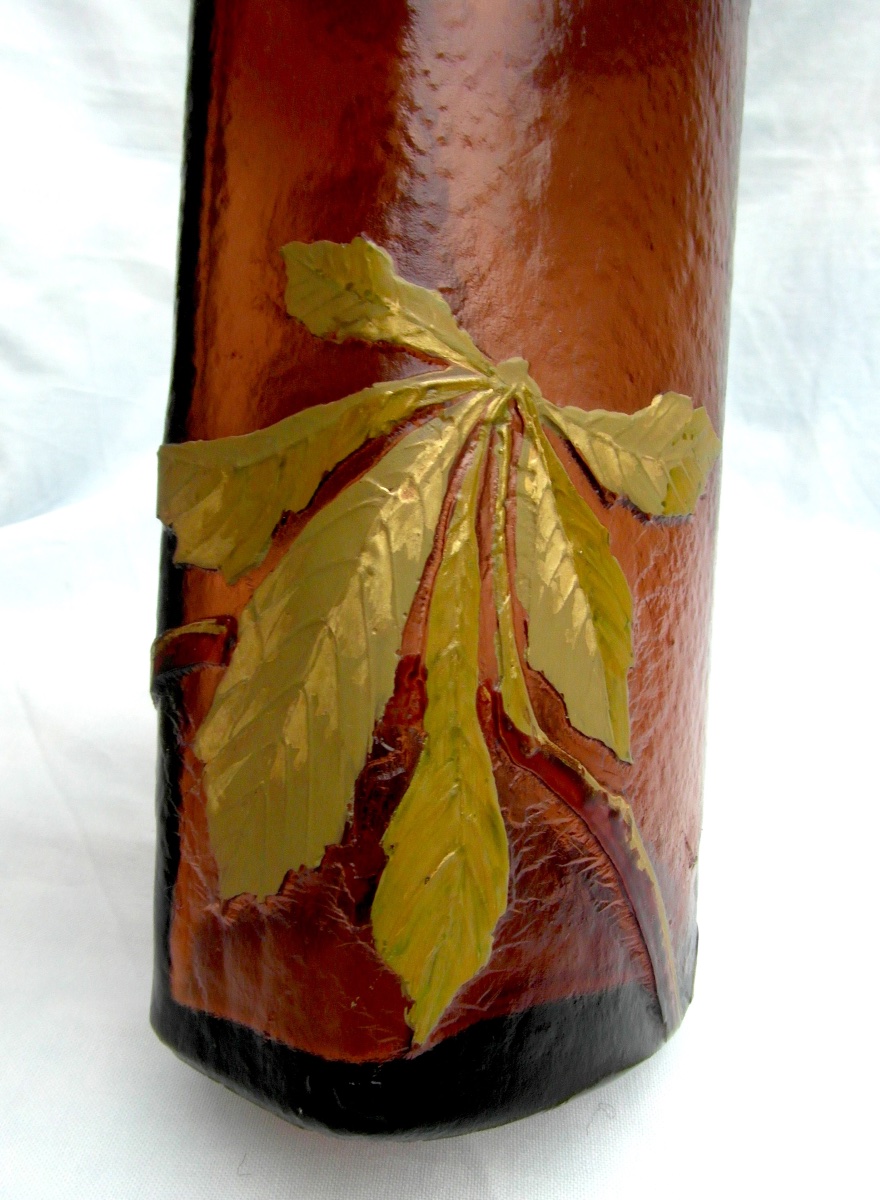Vase 1900 à décor de marronniers gravés à l'acide, era legras daum galle-photo-1