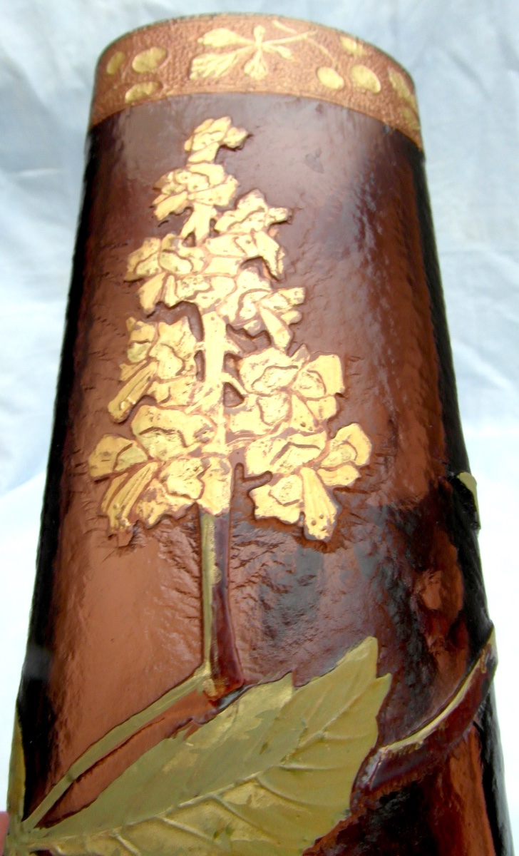 Vase 1900 à décor de marronniers gravés à l'acide, era legras daum galle