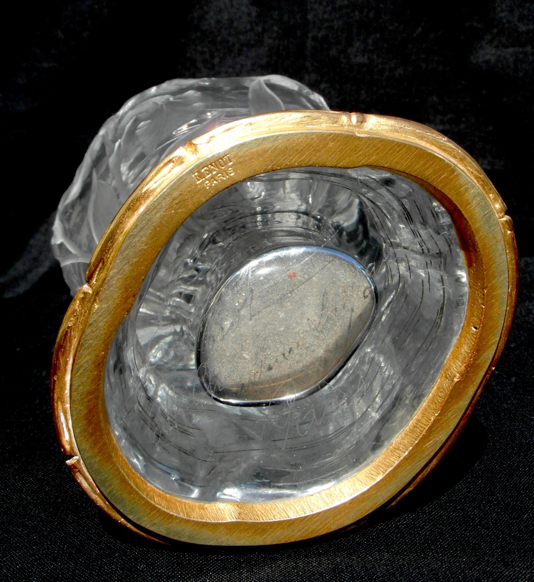 Vase Decorated With Irises, Carved By Eugène Michel; Bronze Mount By Enot, Circa 1900, Daum Era-photo-4