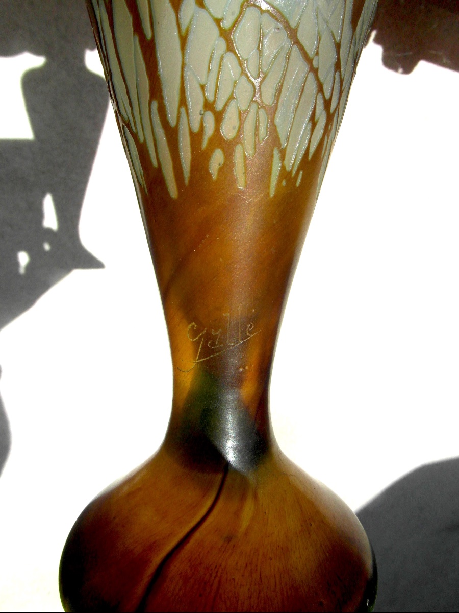 Galle Vase, 1900, " Martins-pêcheurs Dans Les Roseaux", Perfect, Era Daum Art-nouveau-photo-8