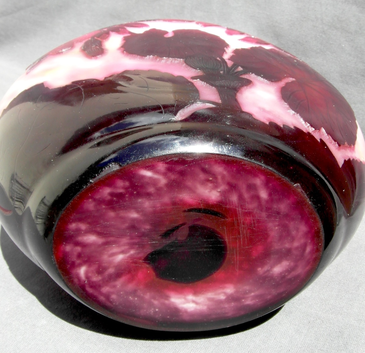 Engraved Vase With A Geranium Design By Delatte, In Perfect Condition, Formerly Daum Galle, 1900-photo-8