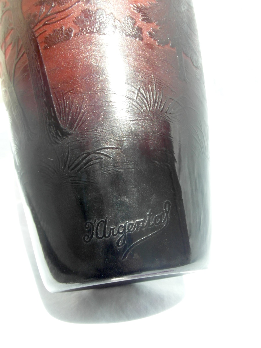 Large Vase With A Lacustrine Design, Engraved With Silver-paint, By Paul Nicolas, Daum Galle, 1920-photo-7