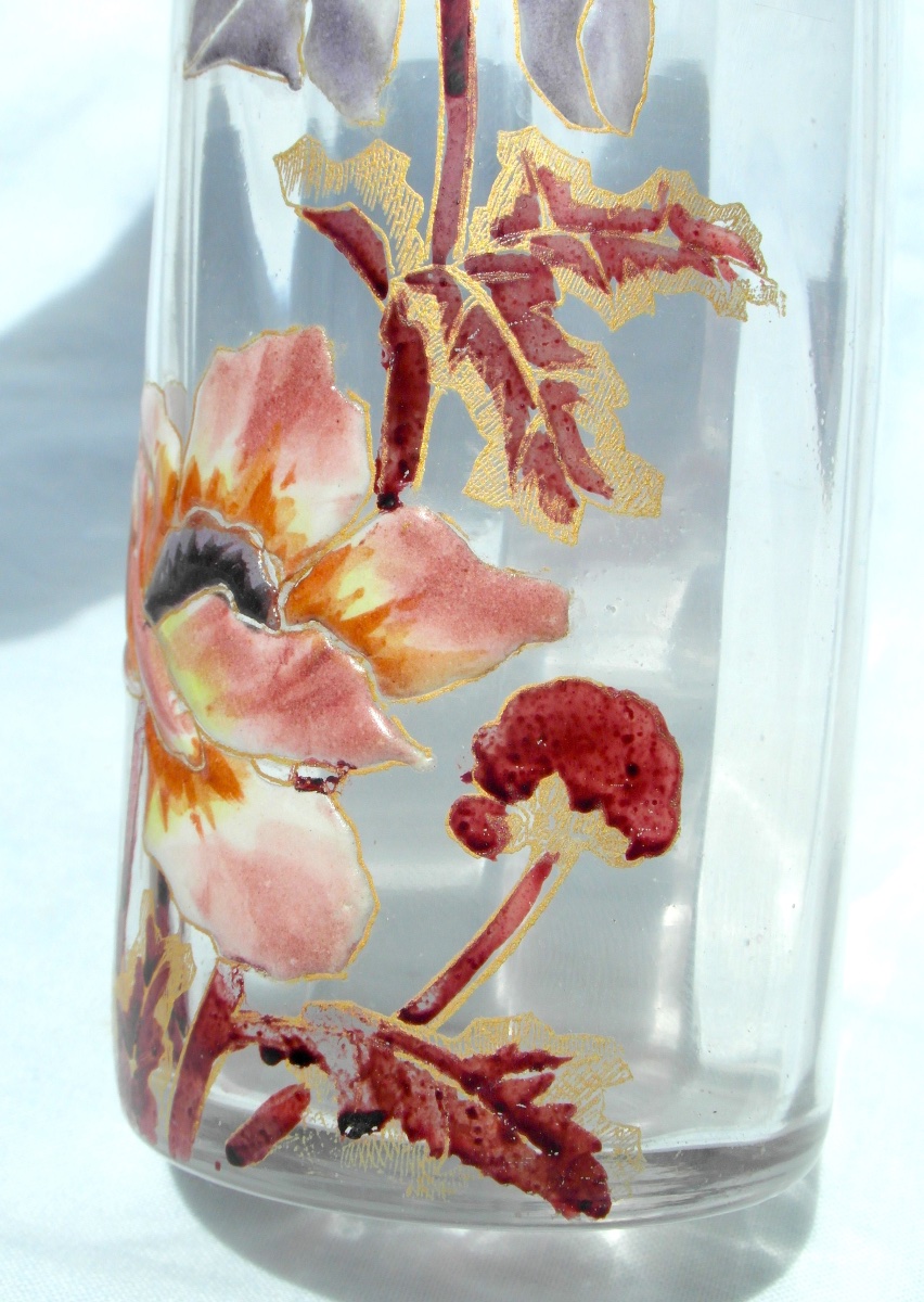 1900s Cylindrical Vase With Anemone Decoration By Legras, Daum Galle Era, 1900-photo-2