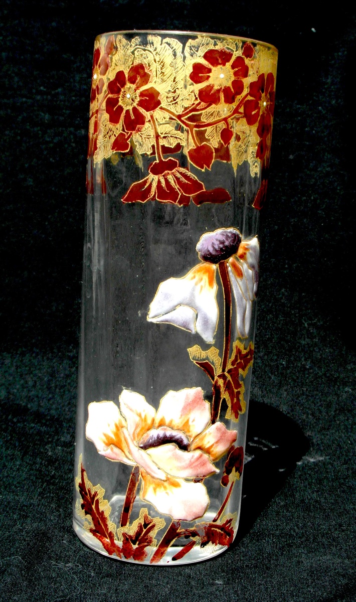1900s Cylindrical Vase With Anemone Decoration By Legras, Daum Galle Era, 1900-photo-7