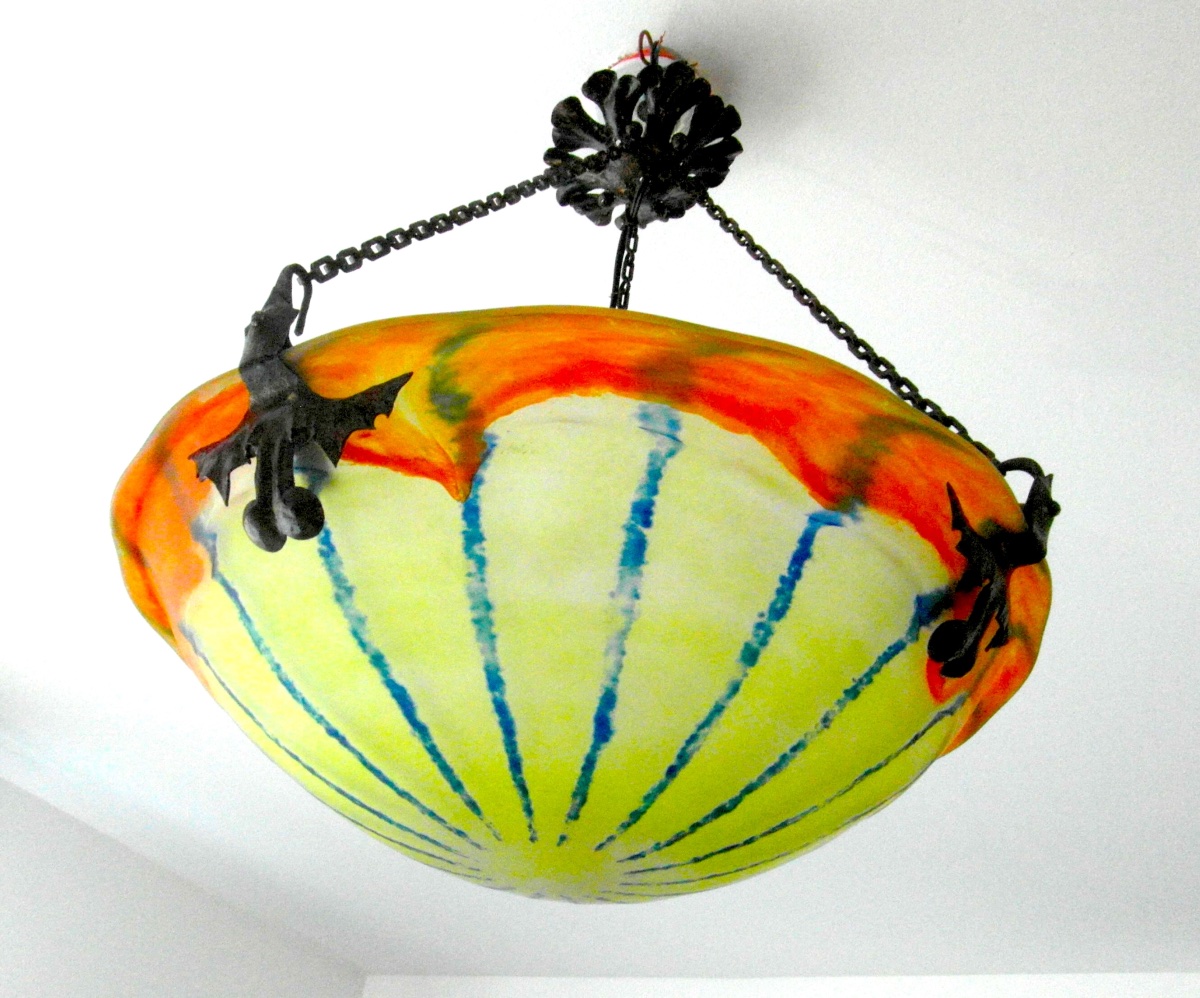 Art Deco Chandelier By Schneider, Layered And Threaded, Era Daum Galle, 1920