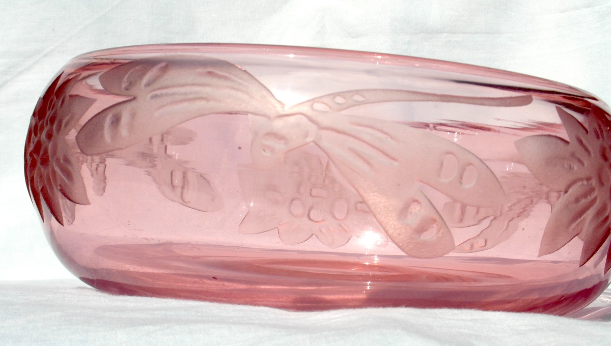 Engraved Legras Art Deco Goblet, -photo-2