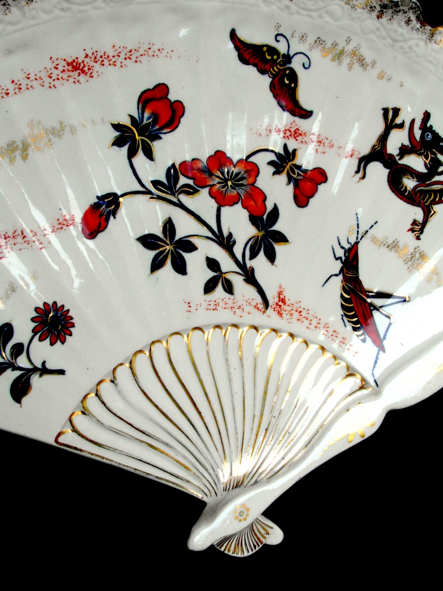 Grande coupe art-nouveau japonisante en KG Lunéville 40 cm, vers 1890, parfaite, era Galle daum-photo-3