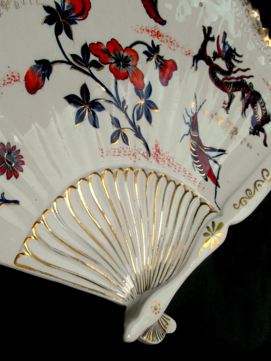 Grande coupe art-nouveau japonisante en KG Lunéville 40 cm, vers 1890, parfaite, era Galle daum-photo-1