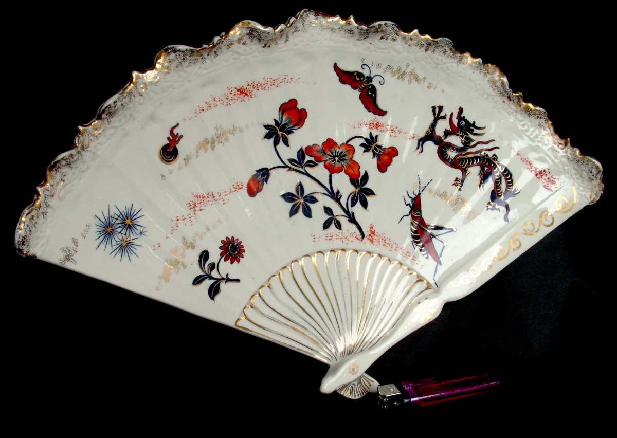Grande coupe art-nouveau japonisante en KG Lunéville 40 cm, vers 1890, parfaite, era Galle daum-photo-2