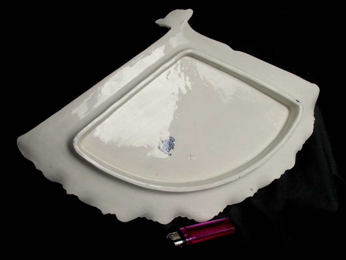 Grande coupe art-nouveau japonisante en KG Lunéville 40 cm, vers 1890, parfaite, era Galle daum-photo-5