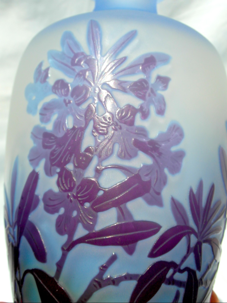 Vase art-nouveau à décor de lauriers gravés par Gallé, era 1900 DAUM-photo-3